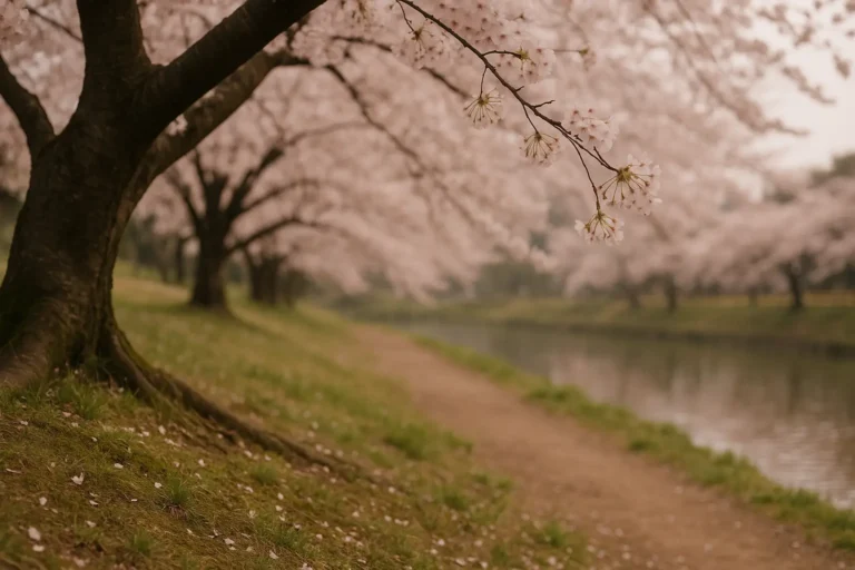 Paysage japonais au pied d’un sakura, illustrant l’expression “je t’aime en japonais” de façon poétique et naturelle