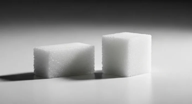 Deux morceaux de sucre de calibres différents pour illustrer la conversion d'un morceau de sucre en gramme.