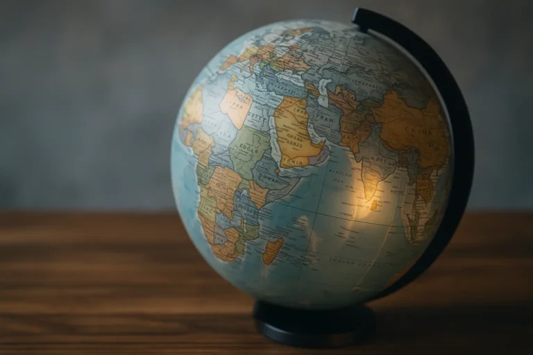 pays en v : illustration d’un globe minimaliste