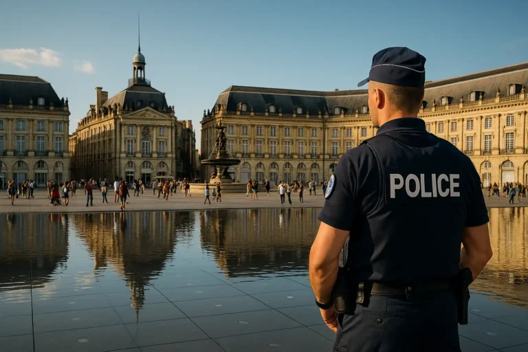 Que faire à Bordeaux ce week-end ? idées fiables & à jour 7 Bordeaux le week-end : police et foule devant la Place de la Bourse et le Miroir d’eau