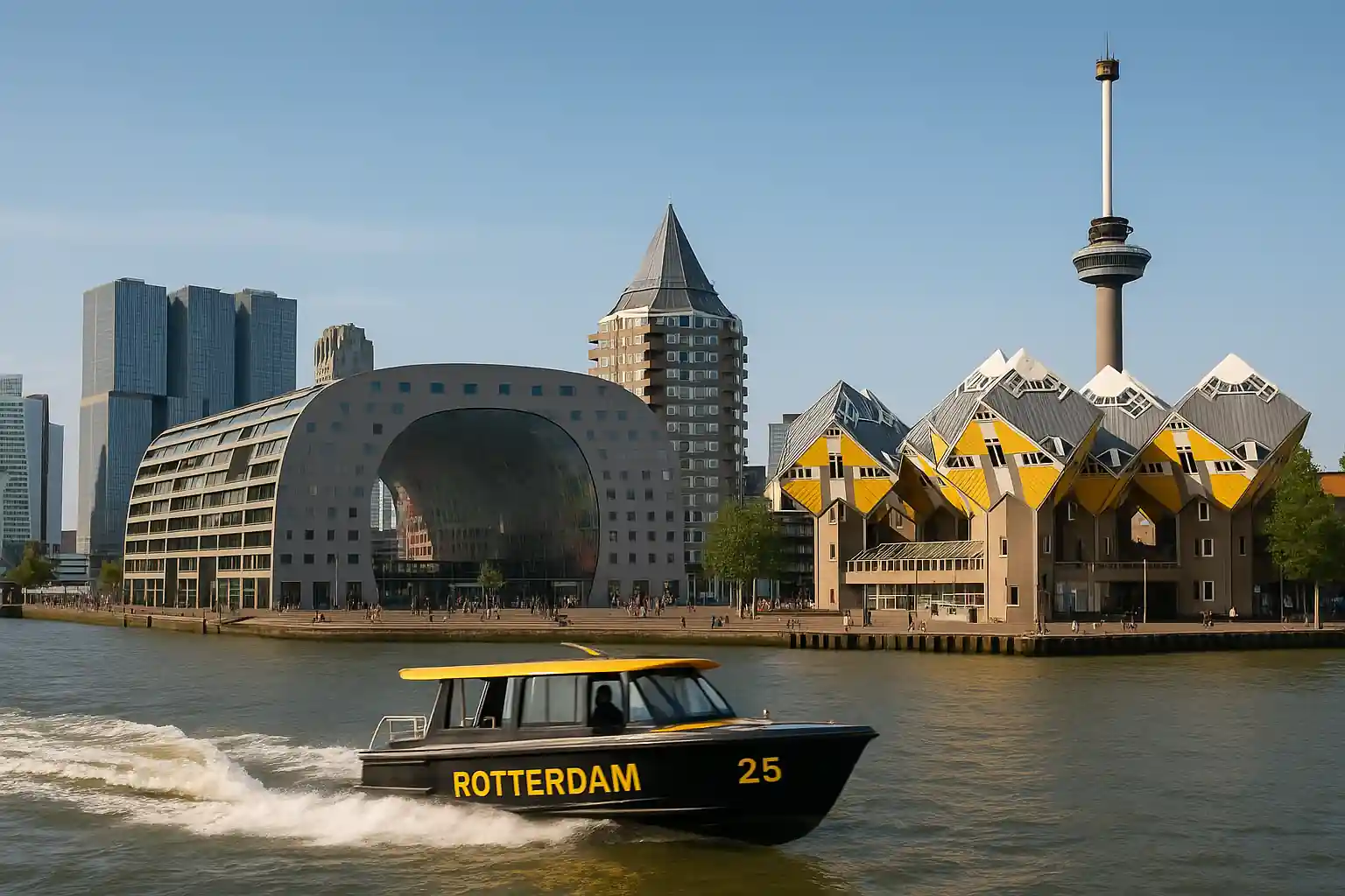 Rotterdam 2025 : Markthal, Maisons-Cubes, Euromast et watertaxi sur la Nieuwe Maas