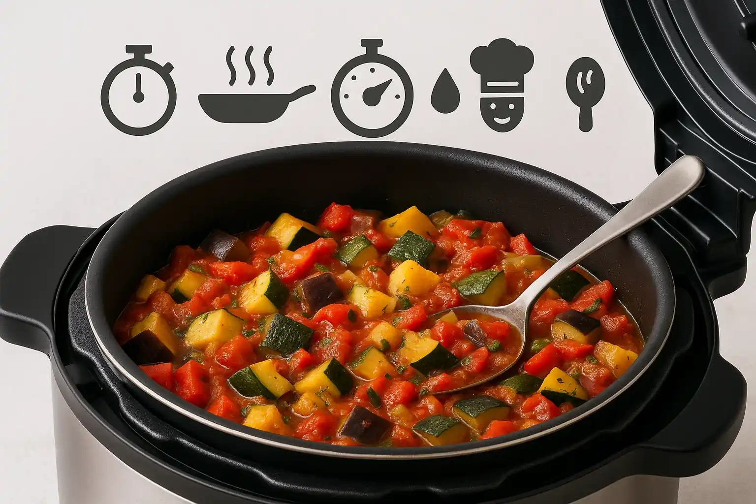 Ratatouille maison cuisinée au Cookeo avec courgettes, aubergines, poivrons et tomates