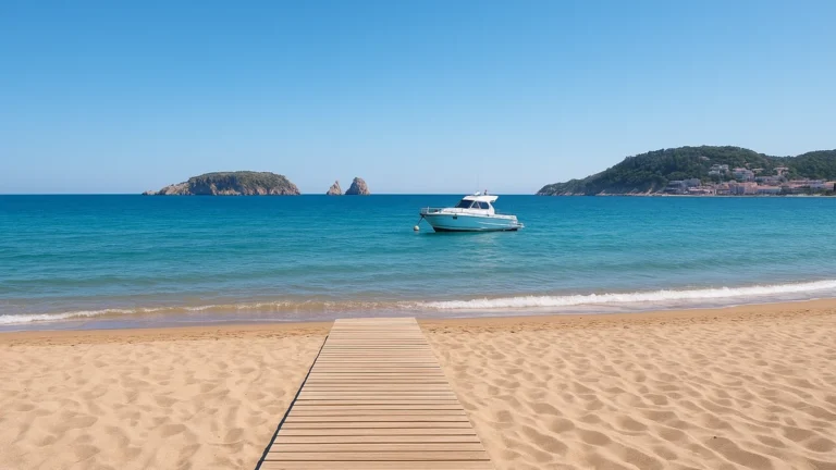 Estartit : plages, îles Medes, où dormir & que faire 9 Baie d’Estartit et îles Medes au large, plage de sable fin et mer turquoise en été.