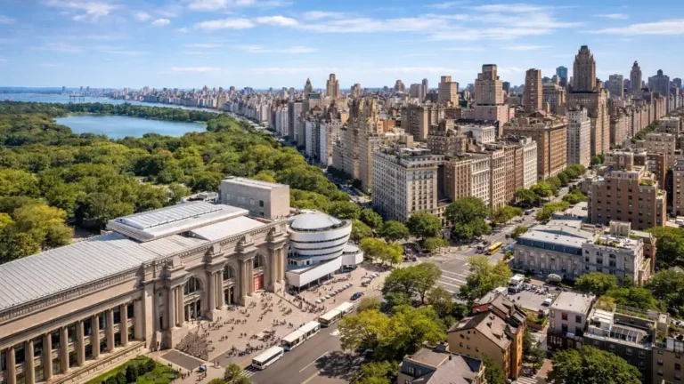 Vue panoramique de l’Upper East Side à Manhattan avec Central Park, le Metropolitan Museum of Art et le musée Guggenheim
