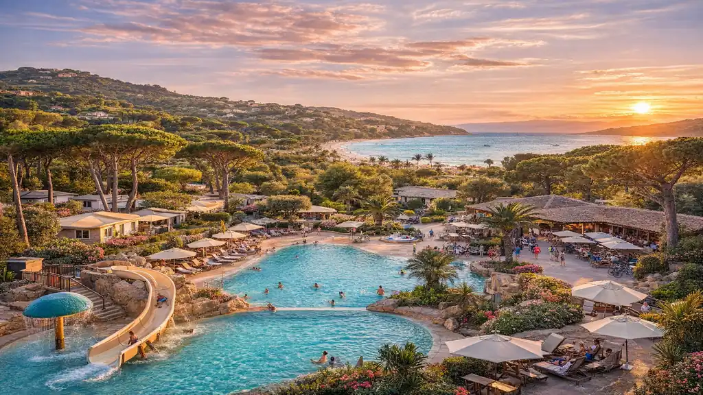 Camping haut de gamme à Ramatuelle avec piscine, mobil-homes et vue sur la plage de Pampelonne
