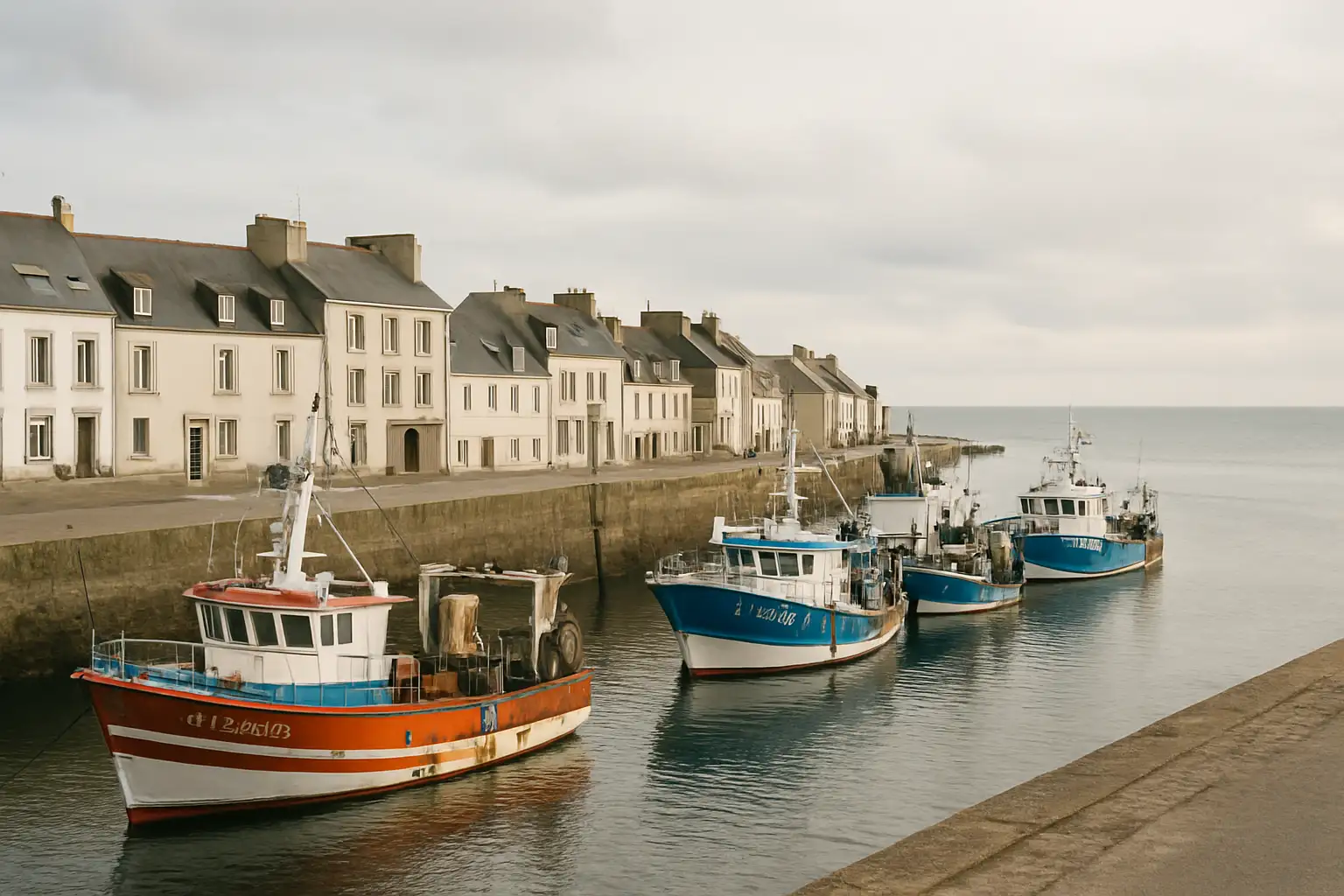 Port d’Audierne en Bretagne avec bateaux et ambiance maritime