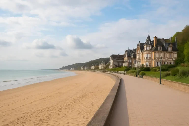 Houlgate : que voir et que faire dans cette station balnéaire du Calvados 8 Vue de la plage et de la promenade à Houlgate en Normandie