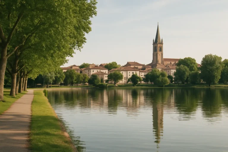 L’Isle-Jourdain : que voir et que faire dans cette ville du Gers ? 8 Paysage de L’Isle-Jourdain avec son lac et son ambiance de petite ville du Gers
