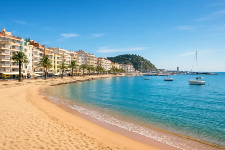 Vue de Blanes avec sa plage et son front de mer sur la Costa Brava