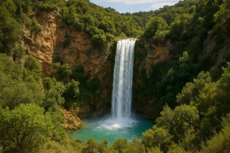La cascade de Sillans entourée de falaises et de végétation dans le Var