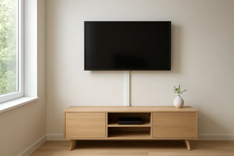 Goulotte électrique : à quoi sert-elle et comment bien l’installer 9 Goulotte électrique blanche installée discrètement le long d’un mur dans un salon moderne