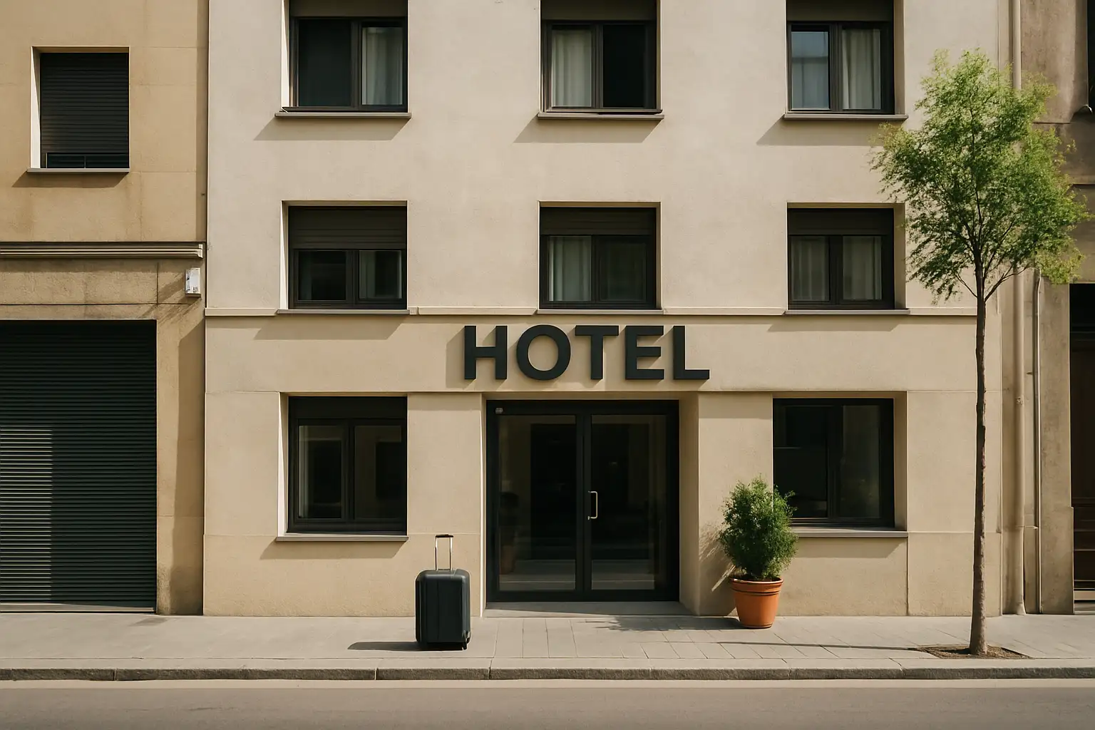 Petit hôtel urbain économique à Barcelone dans une rue lumineuse