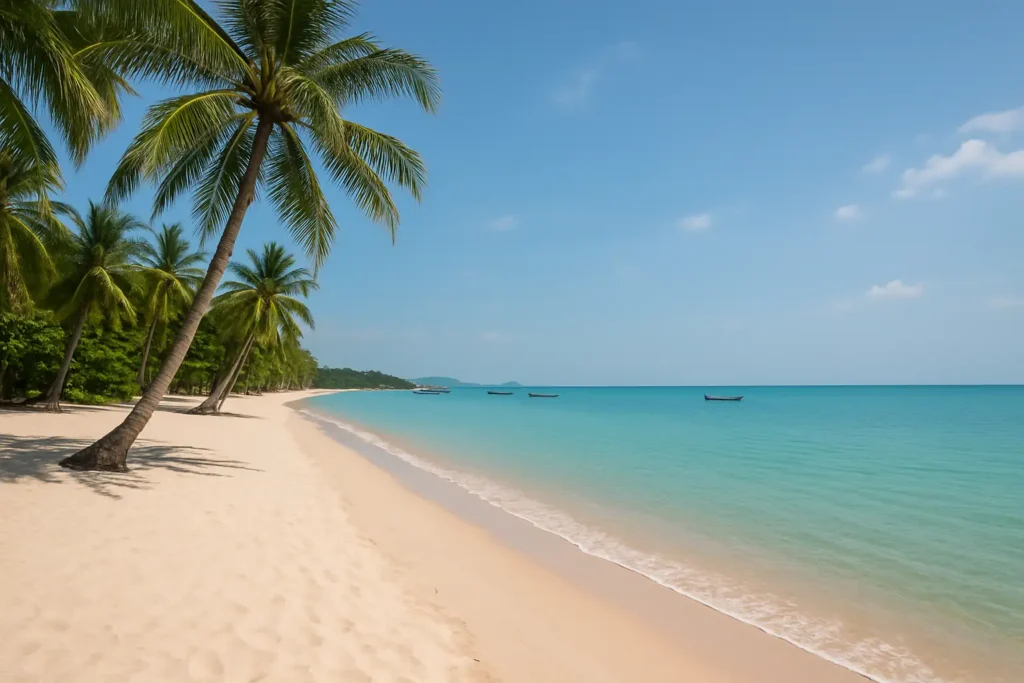 Plage tropicale de Ko Samui avec eau turquoise et palmiers