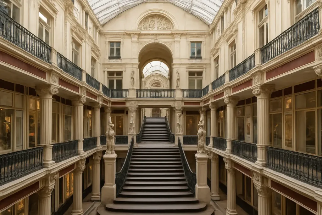 Le passage Pommeraye à Nantes avec son escalier monumental et ses galeries couvertes