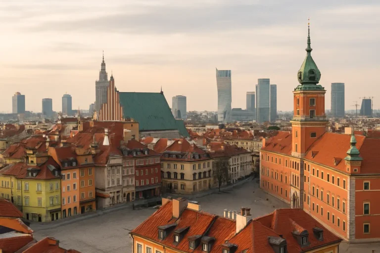 Pologne capitale : Varsovie, cœur politique et culturel du pays 7 Vue de Varsovie, capitale de la Pologne, entre vieille ville historique et architecture moderne