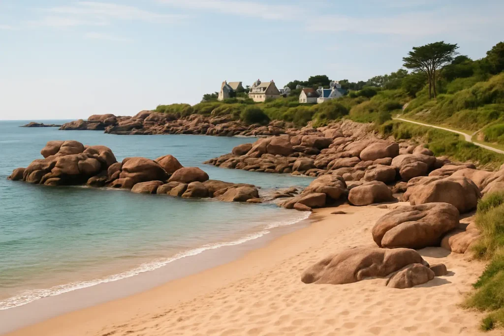 Plage et côte de granit rose à Trébeurden en Bretagne