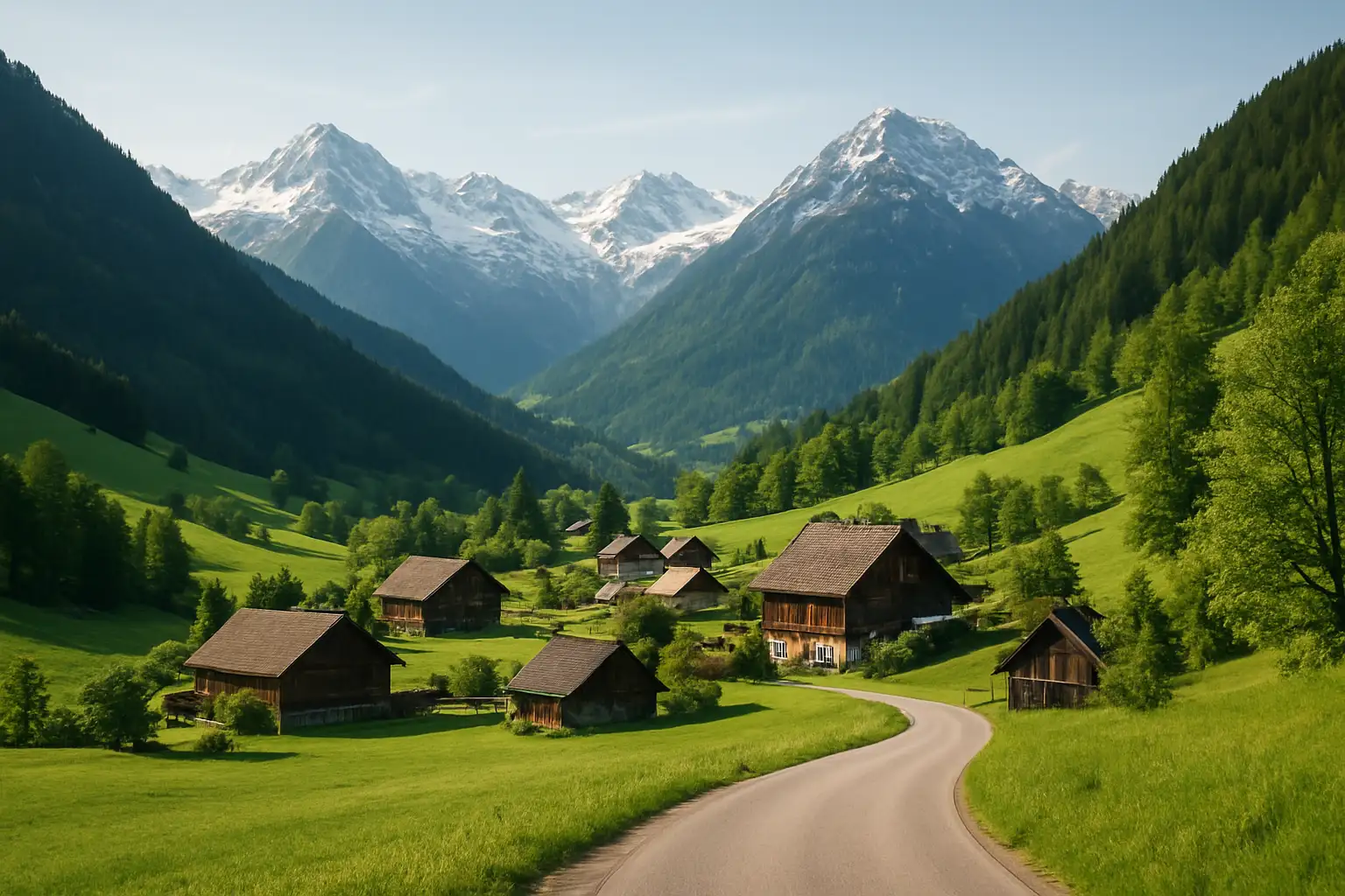 Paysage alpin du Tyrol en Autriche avec village traditionnel et montagnes