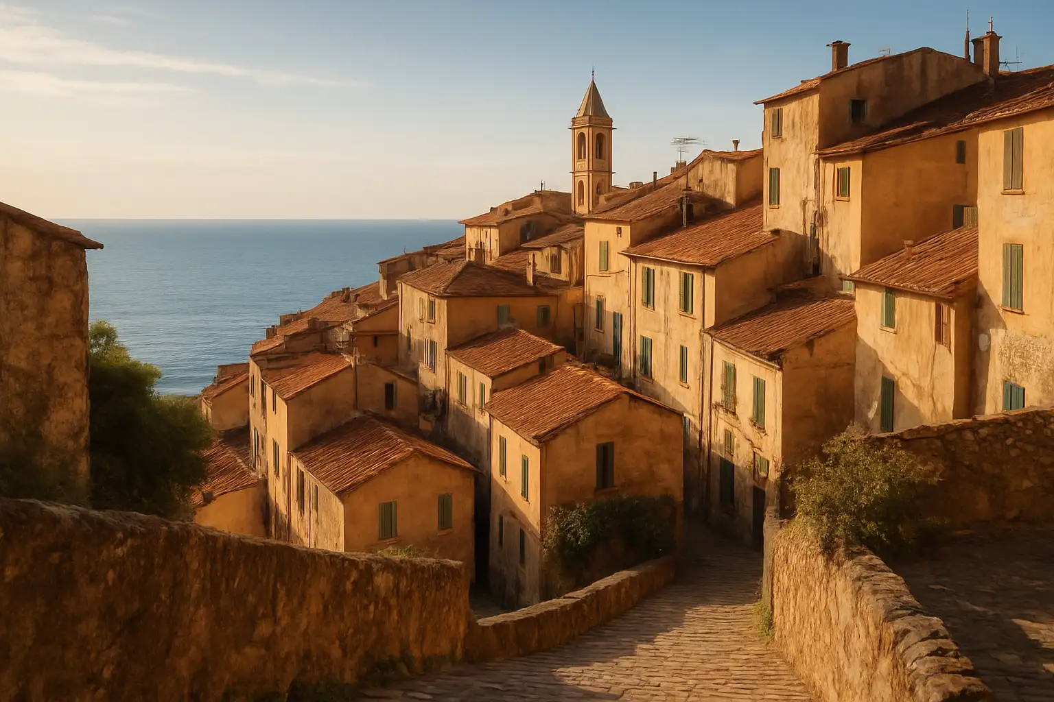 Vue de la vieille ville de Ventimiglia avec la mer en arrière-plan