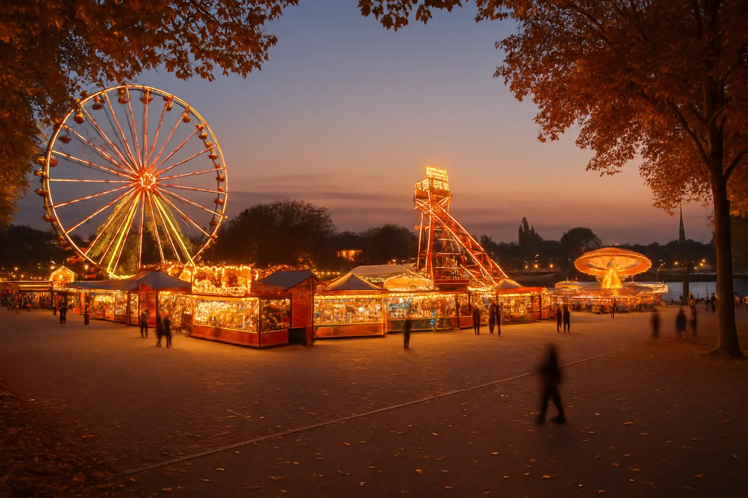Foire Saint-Romain à Rouen : dates, accès et conseils pour la visiter 1 La Foire Saint-Romain à Rouen avec ses manèges illuminés sur les quais de Seine