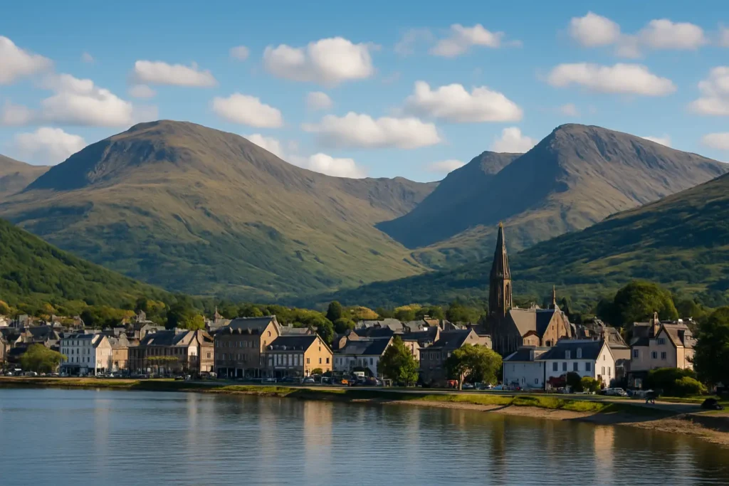 Vue de Fort William en Écosse avec le loch et les montagnes des Highlands