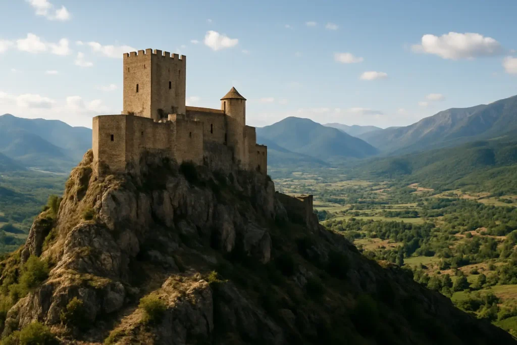Forteresse médiévale perchée dans le paysage occitan