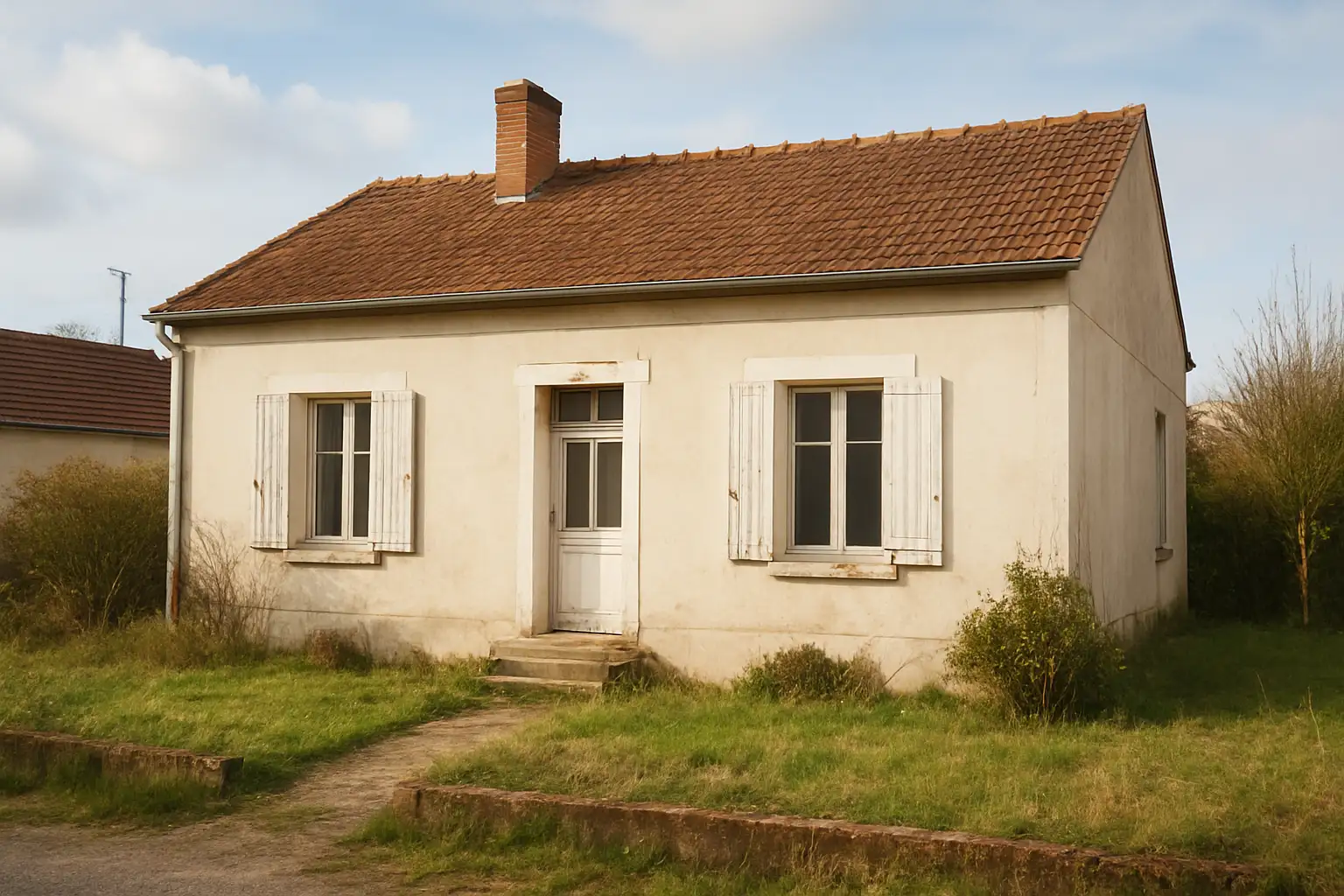 Maison Phénix : prix, caractéristiques et points à vérifier avant d’acheter 1 Maison Phénix ancienne avec façade simple et jardin, présentée comme un bien à rénover