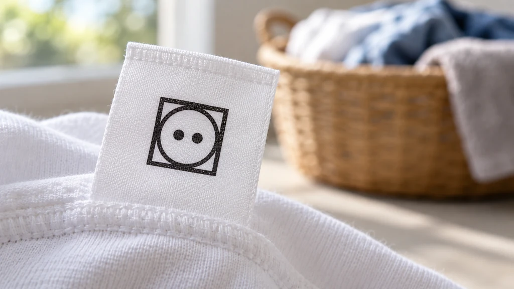 Étiquette textile avec le symbole du séchage en machine à deux points